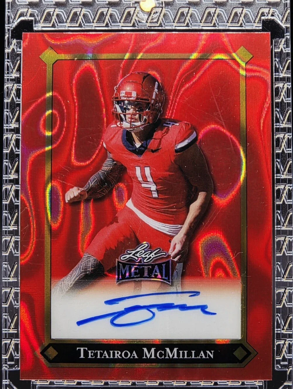 2025 Leaf Metal Tetairoa McMillan — Red Lava Auto 7/10 (Carolina Panthers)